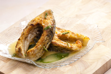 carp with butter and sage