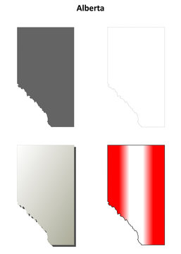 Alberta Blank Outline Map Set