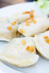 delicious dumplings boiled in white plate