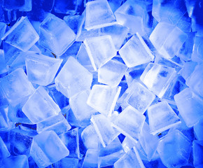 background with ice cubes in blue light