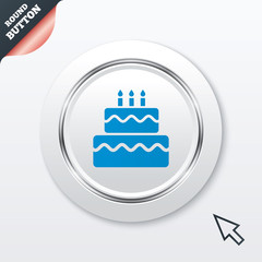 Birthday cake sign icon. Burning candles symbol