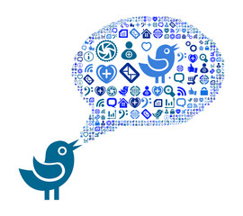 Icon group as speech bubble cloud