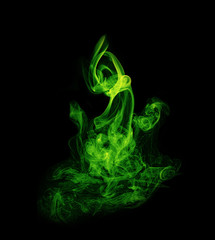 Green Abstract Smoke on Black Background