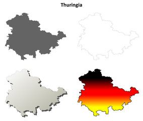 Thuringia blank outline map set