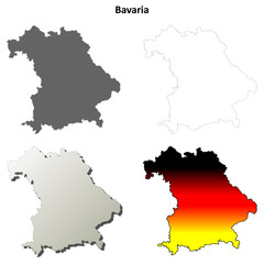 Naklejka premium Bavaria blank outline map set