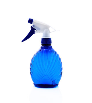 empty spray bottles isolated on white background