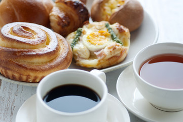 パン　コーヒー　朝食　朝食イメージ