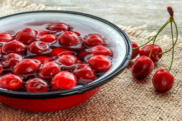 Cherries in water