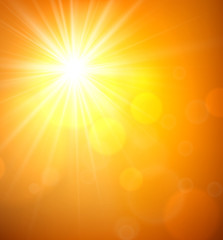 Summer view blurry orange sky background.