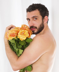 man with roses