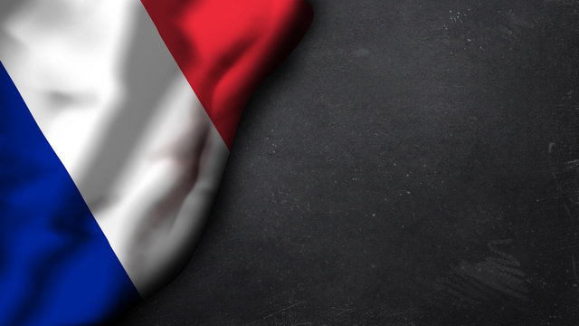 französische Flagge auf Schiefertafel