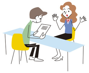 説明を受ける男性