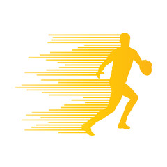 Rugby player man silhouette vector background concept made of st