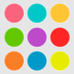 Round tag label set with dash line flat design Template.
