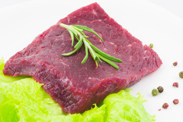Beef steak on a plate closeup