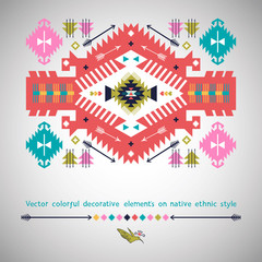 Vector colorful decorative element on native ethnic style