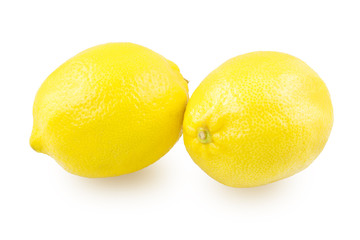 Two lemons on a white background