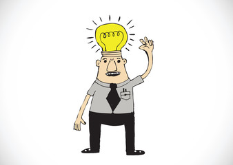 Cartoon man thinking style illustration