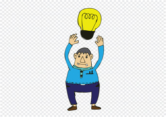 Cartoon man thinking style illustration