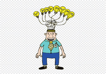 Cartoon man thinking style illustration