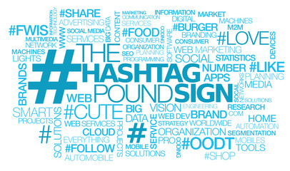 Fototapeta premium # Hashtag Pound Sign hash tag cloud number words text