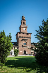 Fototapeta na wymiar Sforza castle Milan Italy - Filarete tower