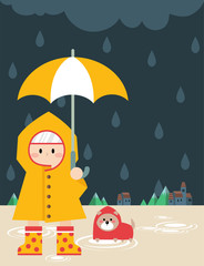 Obraz premium Little boy in raincoat A