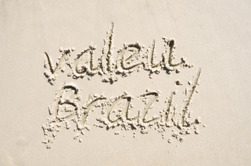 Valeu Thank You Brazil Message in Sand