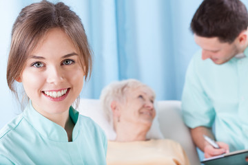 Obraz premium Young doctors during work