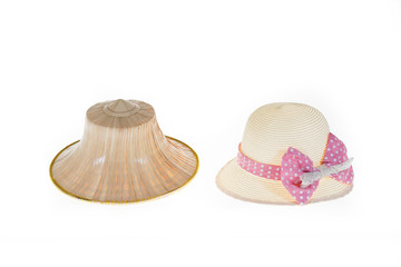 Thai Farmers Palm Hat With Sweet Hat With Pretty straw hat On Wh