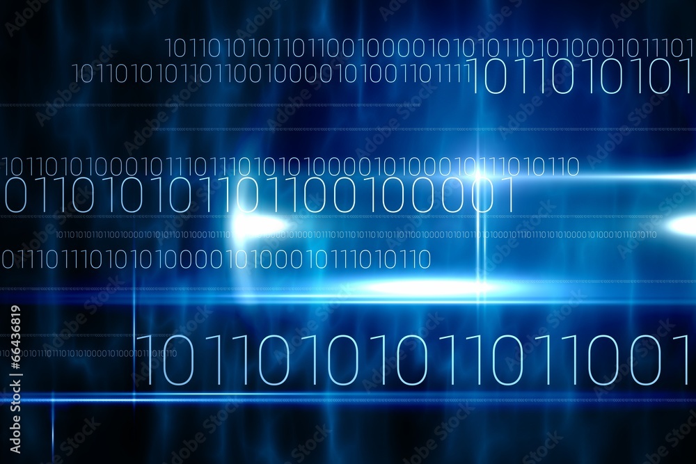 Leinwandbilder blue technology design with binary code