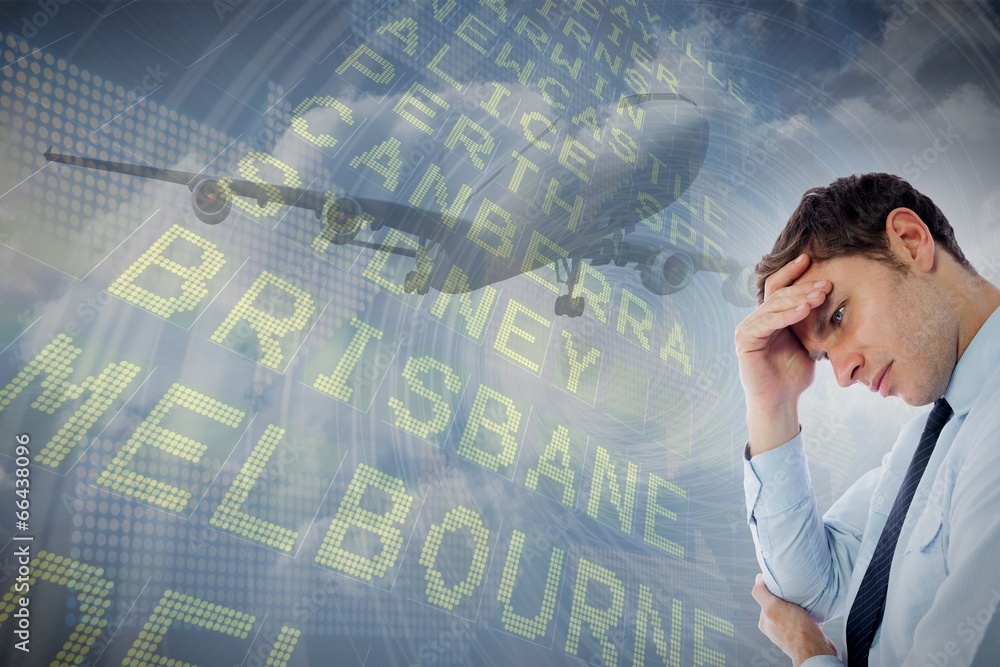 Poster composite image of businessman with a headache