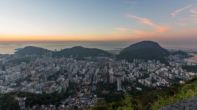 Rio Cityscape Time Lapse Sunrise Panning