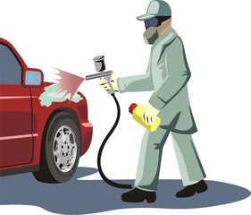 Fototapeta premium master painting a car body