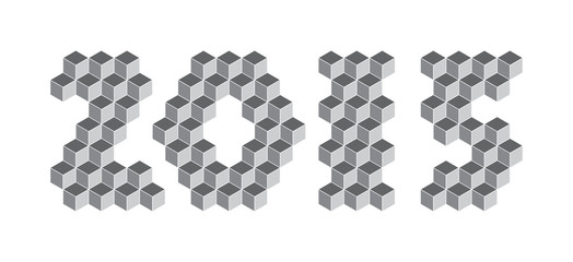 2015 digits from isometric cubes. Pseudo three dimensional