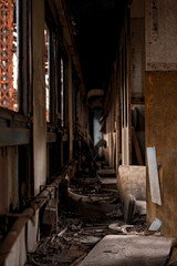 Messy vehicle interior with lights