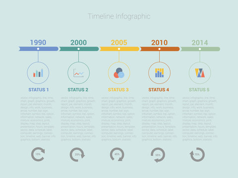 Retro Timeline Infographic, Vector design template