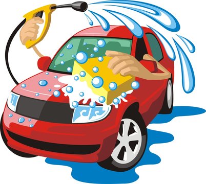 Car Washing Sign With Sponge And Hose