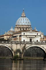 Fototapeta premium Rome view from the bridge over the Tiber river - Rome - Italy