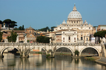 Fototapeta premium Rome view from the bridge over the Tiber river - Rome - Italy