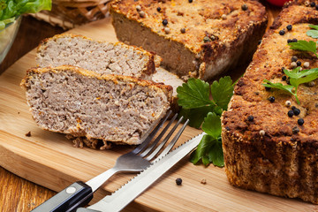 Traditional delicious meat pate with vegetables