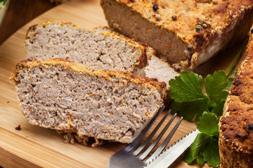 Traditional delicious meat pate with vegetables