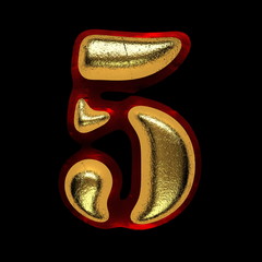 red velvet letter with gold on black background