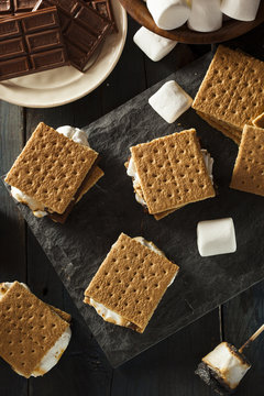 S'mores with Marshmallows Chocolate and Graham Crackers