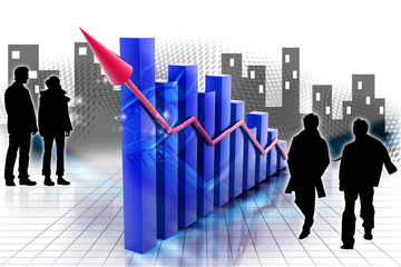 Digital background of graph showing rise in profit or earnings