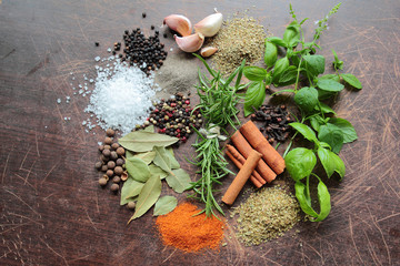 Herbs and spices. Food ingredients.