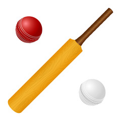 Vector illustration with cricket bat and red, white ball - 66444664