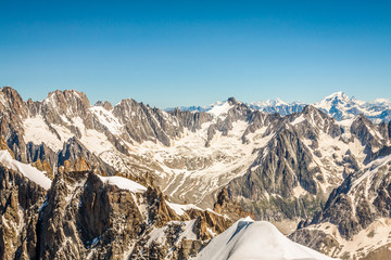 View on the Alps from the Aiguille du Midi , Chamonix.