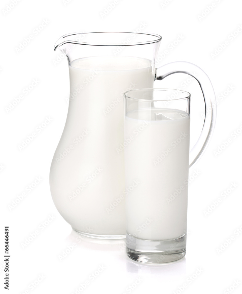 Sticker milk jug and glass