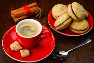 Cup of coffee and cookies